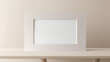 Elegant Minimalist Frame Mockup on Wooden Table with Copy Space for Text or Image