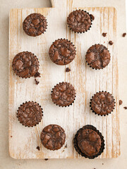 Chocolate cake or cookie on white background