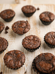 Chocolate cake or cookie on white background