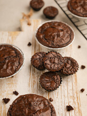 Chocolate cake or cookie on white background