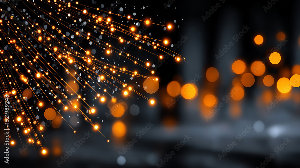Poster illuminating network: a captivating, artistic image features vibrant, glowing lights, simulating a m