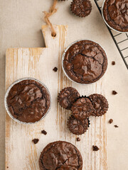 Chocolate cake or cookie on white background