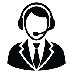 call center agent element isolated headphones on white backgroound