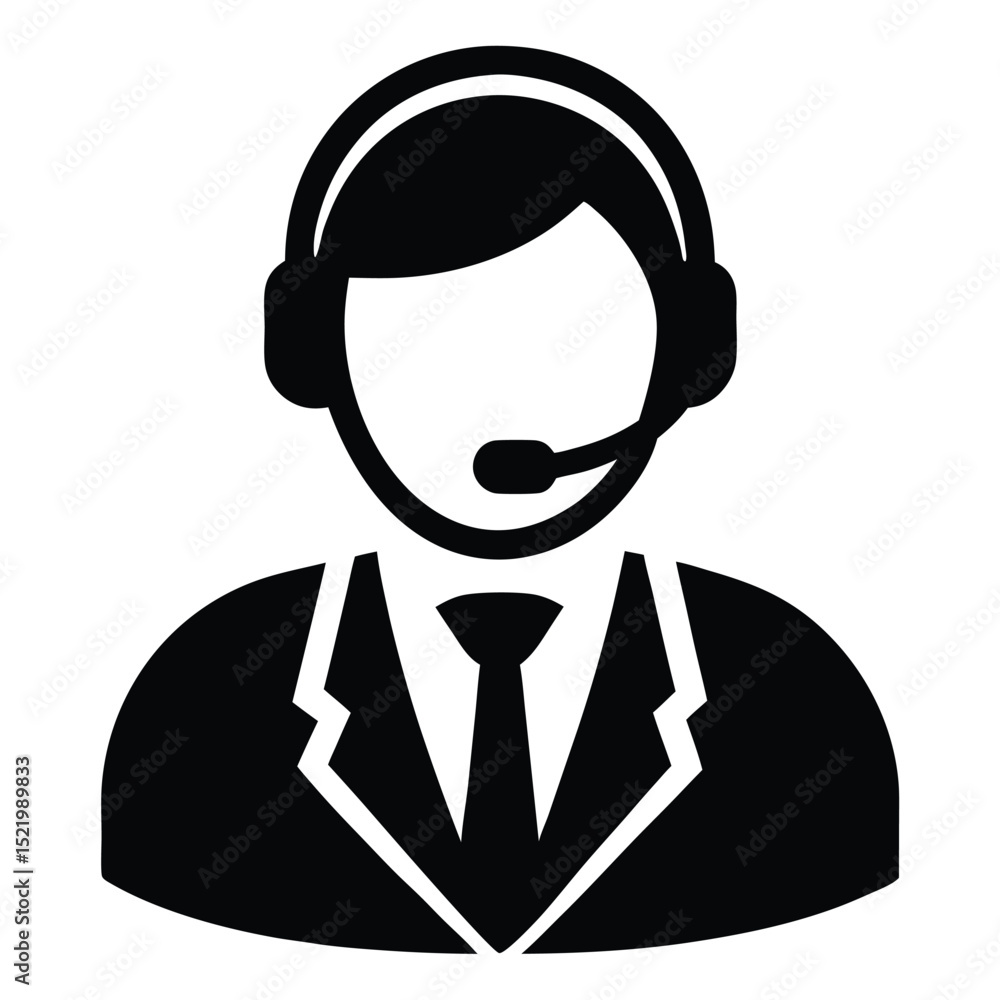Poster call center agent element isolated help request icon on white background