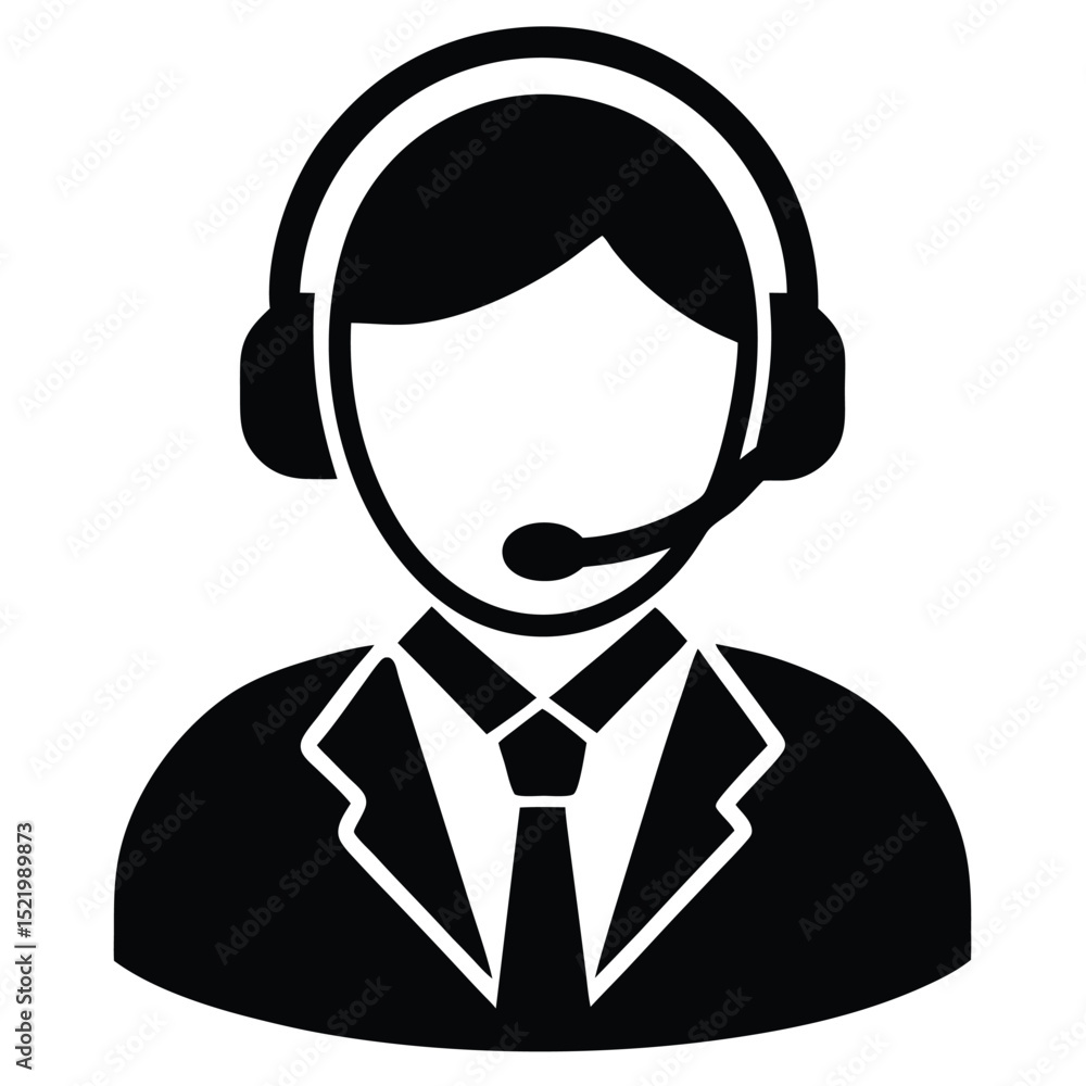 Poster call center agent element isolated help request icon on white background