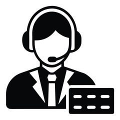 Call center agent element isolated keyboard shortcut card on white background