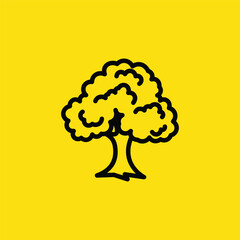 Tree Icon on Yellow Background