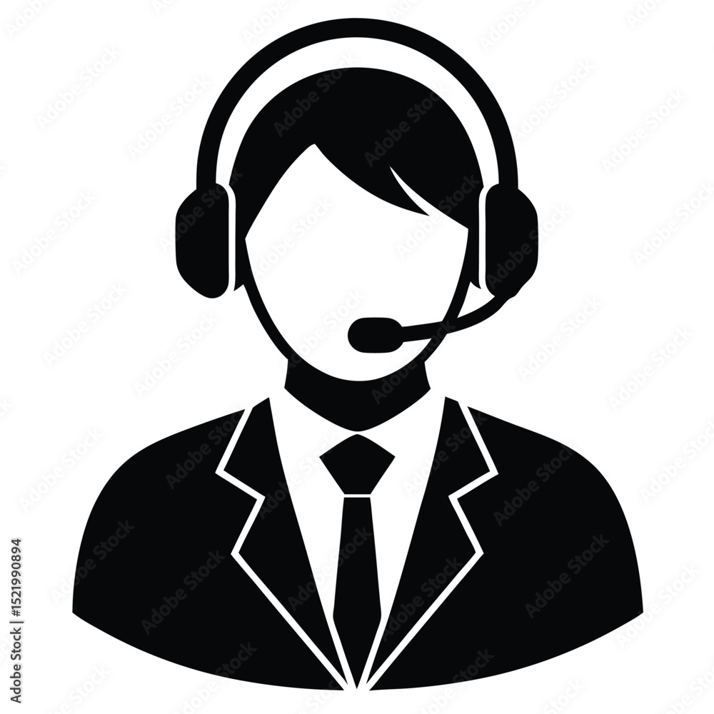 Poster call center agent element isolated mute button on white backgroound