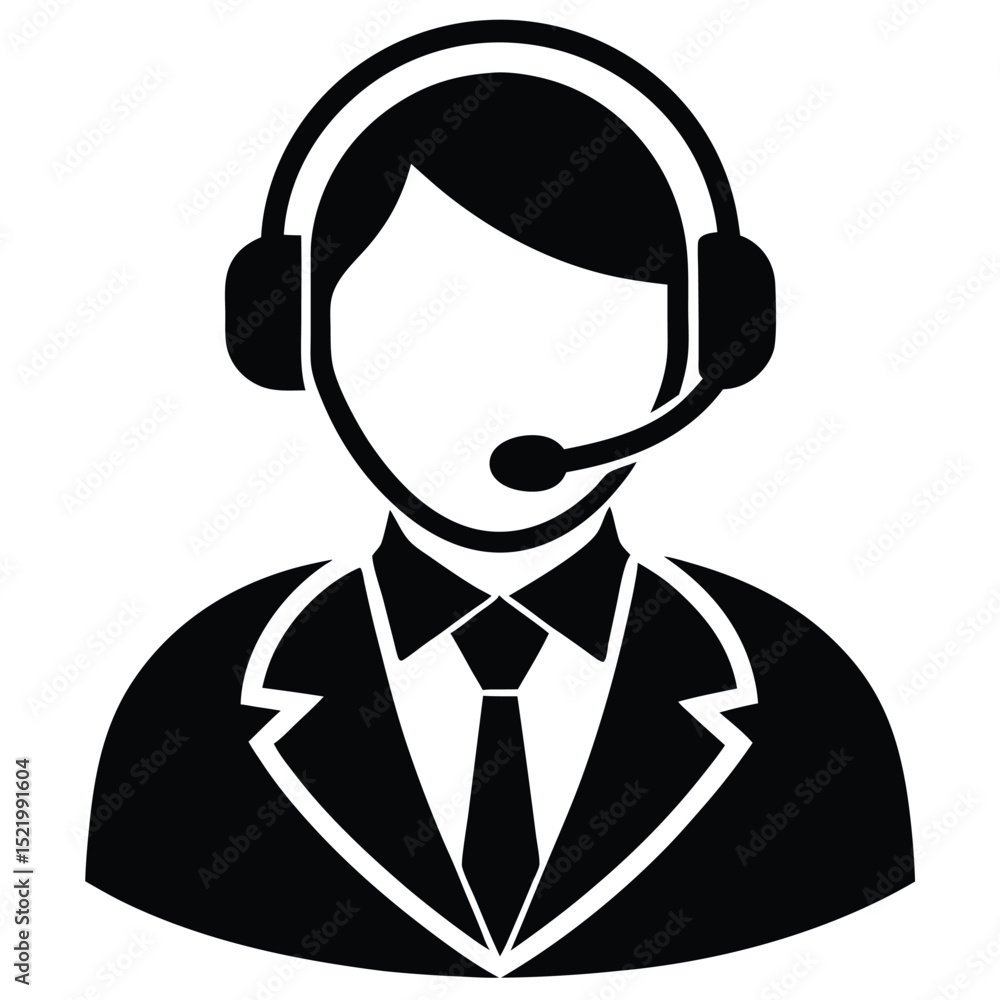 Poster call center agent element isolated on call icon on white backgroound