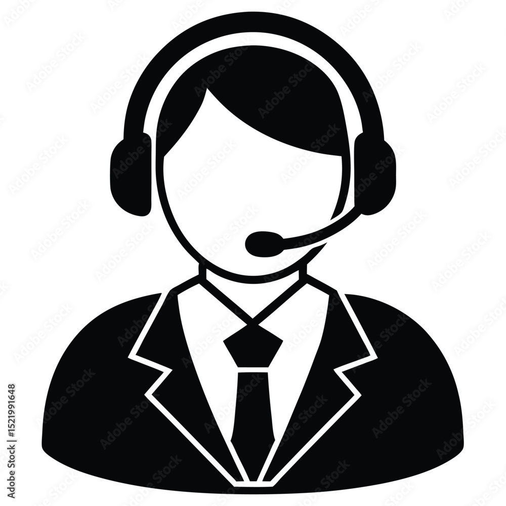 Poster call center agent element isolated on call icon on white backgroound
