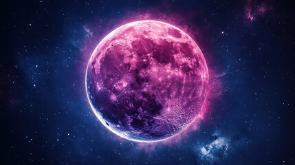 A Vivid Cosmic Landscape Featuring A Brightly Colored Celestial Body