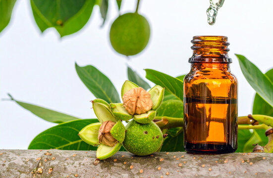 Walnut Flower Remedy Bach, Bottle amber, Pipette Dropper, Nuts, Fruti, Leaf, Trunk Tree Juglans regia, Floral de Bach, Terapia Floral, Therapy