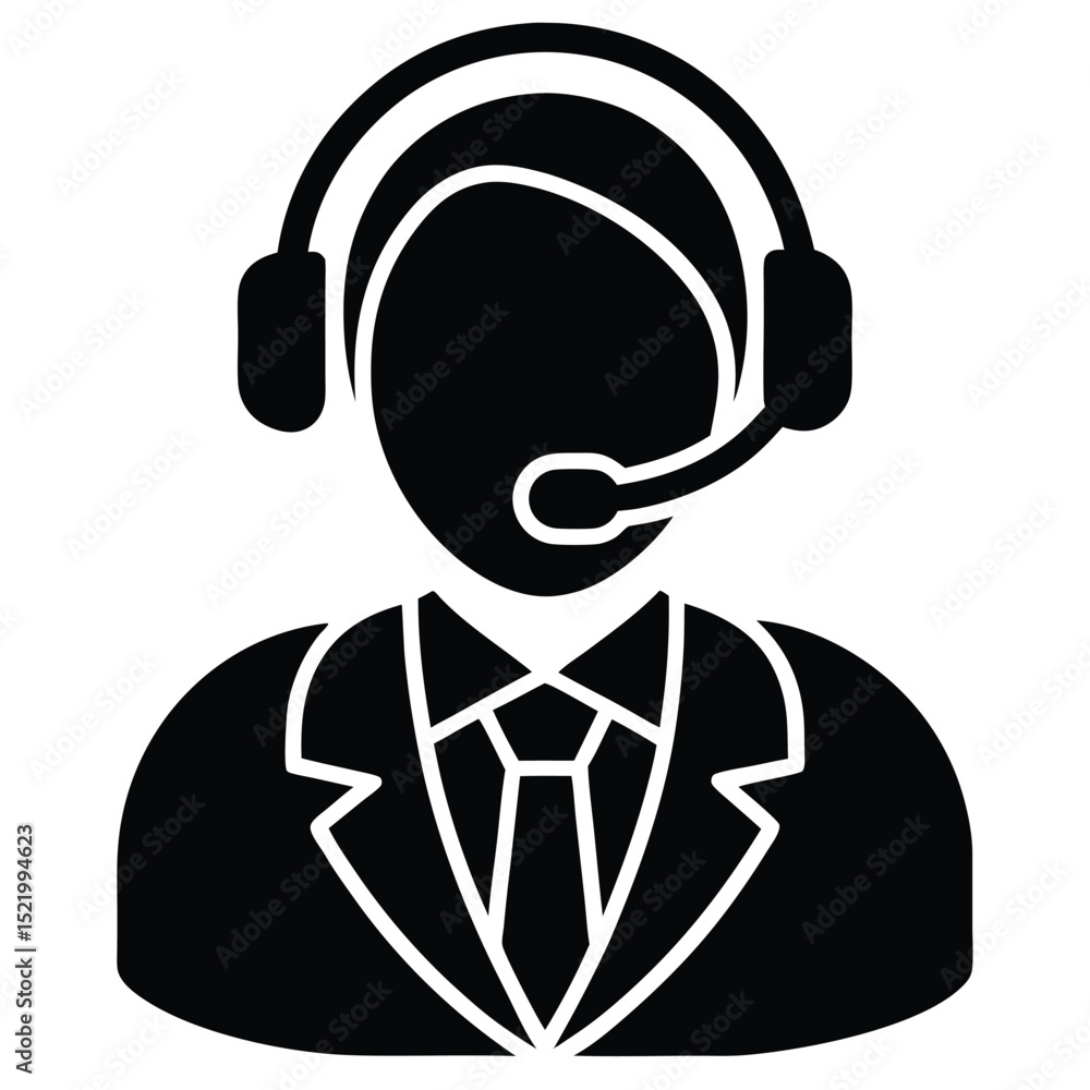 Poster call center agent element isolated status light icon on white background