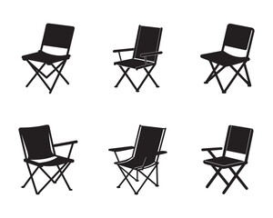 camping chair icon silhouette vector illustration  black folding chair