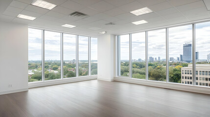 Empty Modern Office Space With City View