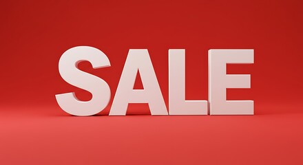 Big White Sale Sign on Red Background Perfect for Advertising Retail Discounts Promotions and Offers
