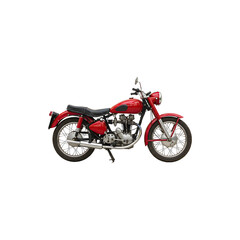 Classic Red Motorcycle Viewed From