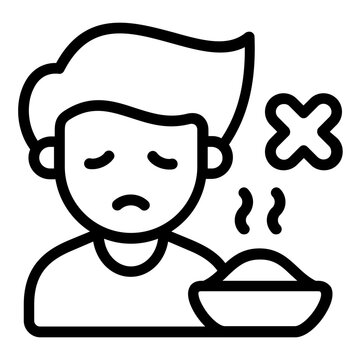 boy with loss of apetite icon line
