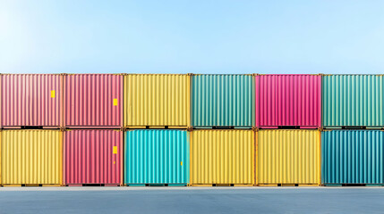 Obraz premium Colorful Shipping Containers at Port