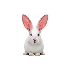 Obraz premium White rabbit with pink ears wearing a headband bow