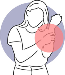 Woman holding her wrist with an expression of intense pain and visible discomfort