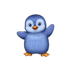 Fototapeta premium Cute blue penguin standing upright with a happy expression