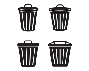 laundry hamper icon set silhouette vector illustration
