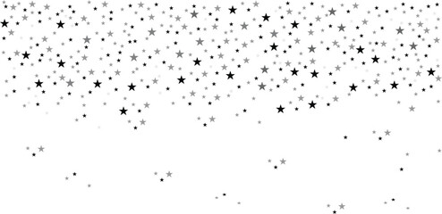Falling stars. Flying shiny stars. Abstract star of confetti illustration. Black and gray stars scattered.