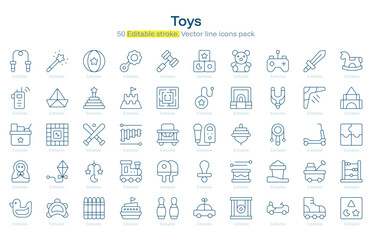 Toys line icon pack. Toys Stroke icon set. Editable Stroke icon