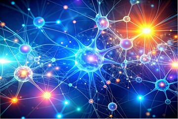 Holographic neural pathways merge with glowing data streams inside vibrant cellular structures, visualizing personalized health insights.  
