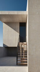 Modern Architectural Marvel: A contemporary concrete building showcasing clean lines, geometric forms, and an interplay of light and shadow