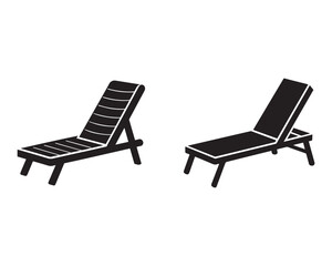 set of poolside lounger icon silhouette vector illustration