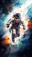 Galaxy astronaut watercolor wallpaper universe helmet space.
