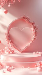 digital technology pink valentine's day heart shaped booth illustration poster background
