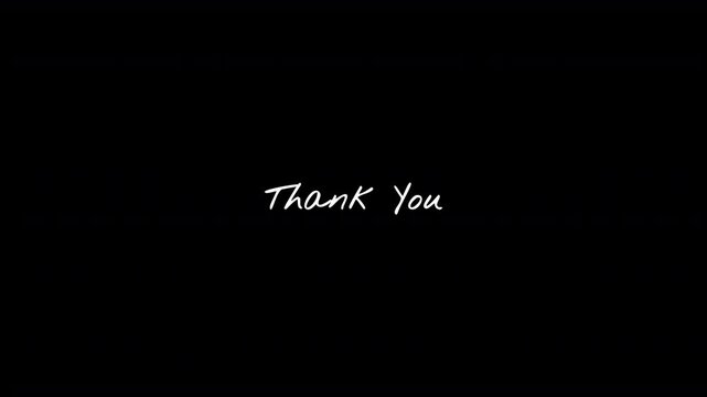 Sincere Handwritten Thank You Text in Casual Script with Alpha Channel