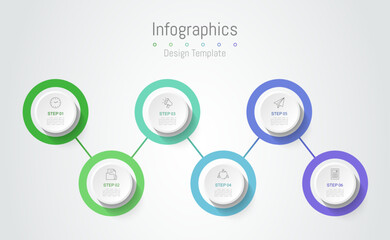 Infographic 6 options design elements for your business data. Vector Illustration.
