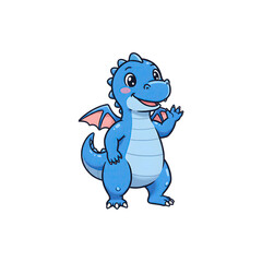 Obraz premium Baby Blue Dragon with Tiny Wings and Horns