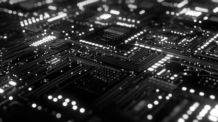 Obraz premium Cybersecurity and data protection, electronic circuit board background, technology concept photography.