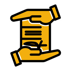 Icon for partnerships and agreements. Represents business contracts. (Solid Color Lineal Style)