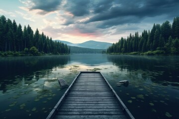 Obraz premium Lake landscape outdoors nature.