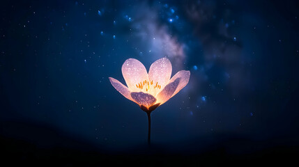 Glowing Pink Flower In Night Sky