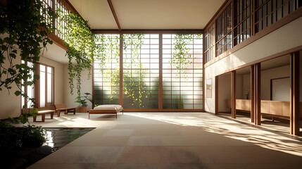Spacious Modern Minimalist Interior With Lush Plants