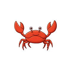 Red Cartoon Crab with Claws Up