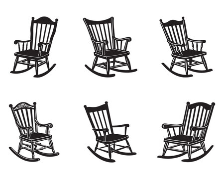 rocking chair icon silhouette vector illustration graphic on white background