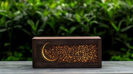 Illuminated Wooden Box with Intricate Design