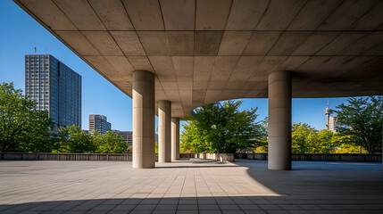 Concrete Structure Underneath Modern Building