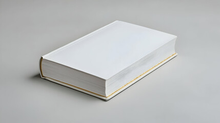 White Book With Gold Accents On Gray Background