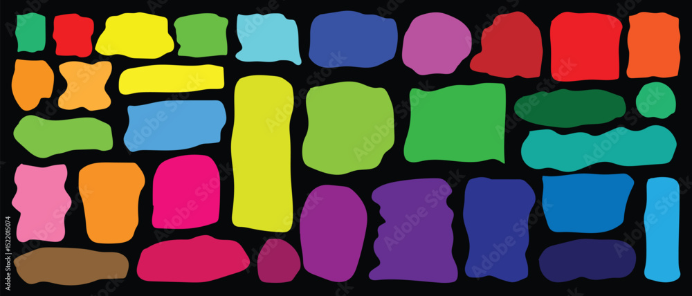 Poster organic shapes with grain texture in pastel colors. set of hand drawn irregular round and wavy blot 