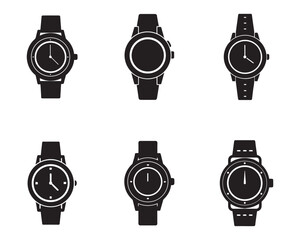 watch sketch icon set silhouette vector illustration on white background