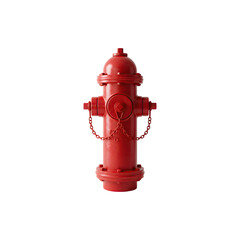 A red fire hydrant with two side nozzles, white background
